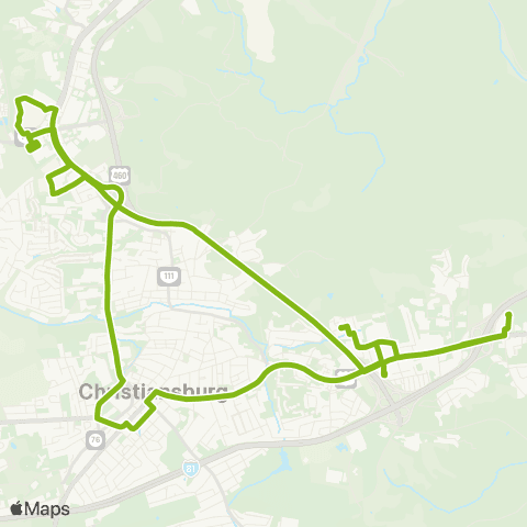 Blacksburg Transit Explorer Green map