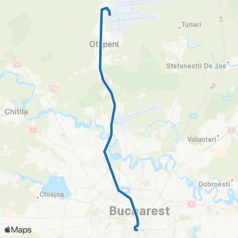 STB - Societatea de Transport București Piata Unirii 2 - Aeroport Henri Coanda Sosiri map