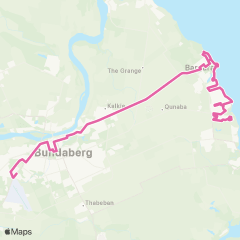 Translink Bundaberg Innes Pk N - Sugarland via City and Bargara map