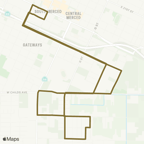 The Bus South G Street Route map