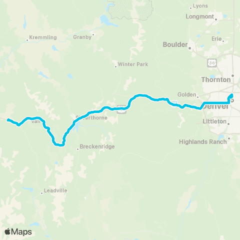 Bustang Denver - Avon map