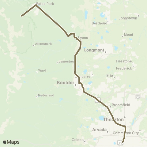 Bustang Bustang to Estes map