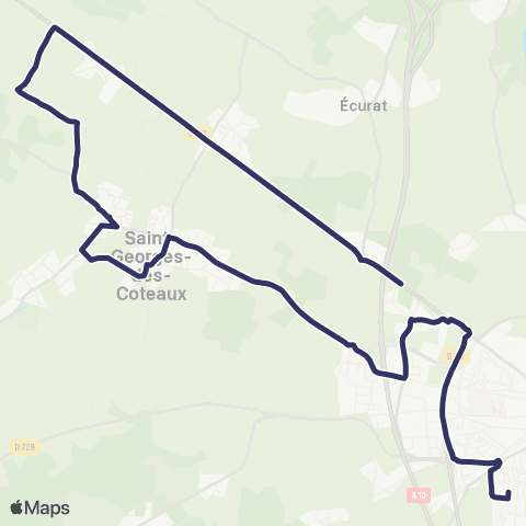 BUSS St.Georges des Coteaux, Saintes >< Collège Quinet map