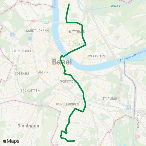 BVB - Basler Verkehrs-Betriebe Basel, Bruderholz - Basel, Messeplatz map