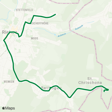 BVB - Basler Verkehrs-Betriebe Riehen, Rotengraben - Bettingen, Chrischonaklinik map