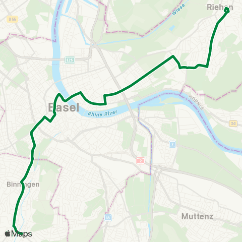 BVB - Basler Verkehrs-Betriebe Riehen, Bahnhof - Bottmingen, Schloss map