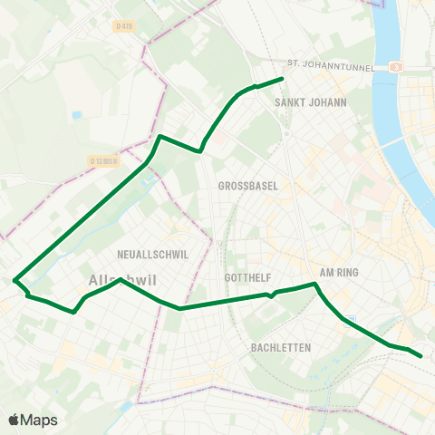 BVB - Basler Verkehrs-Betriebe Basel, Bahnhof SBB - Basel, Bachgraben map