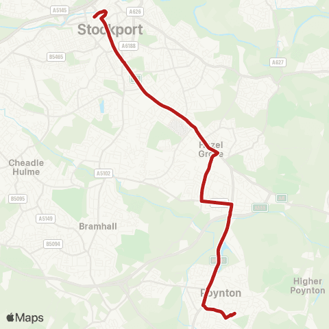 Belle Vue Coaches High School - Stockport Interchange map