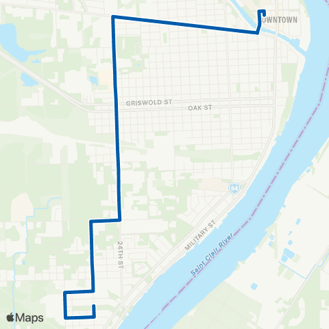 Blue Water Area Transit Route 1 map