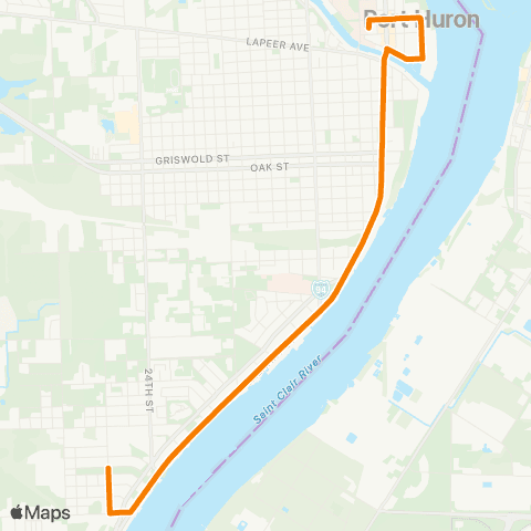Blue Water Area Transit Route 2 map