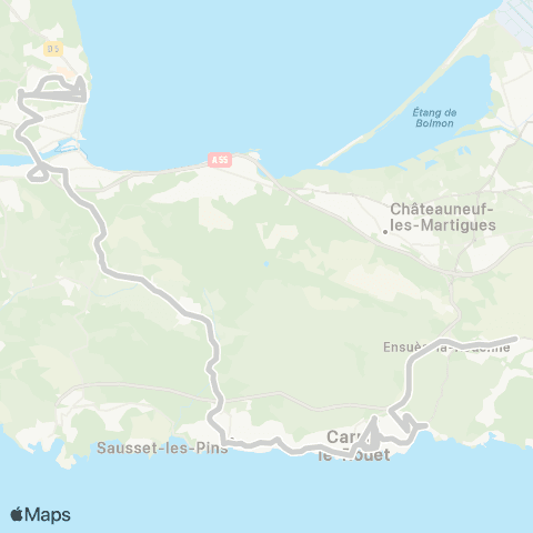 leCar Ensuès - Carry - Martigues map