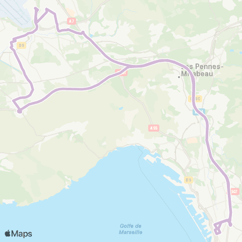 leCar Marignane - Gignac - Marseille Arenc map