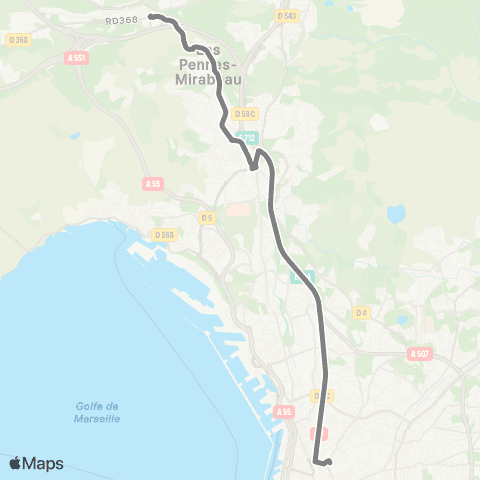 leCar Les Pennes - Marseille St Charles map