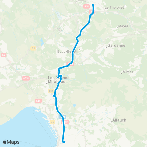 leCar Aix - Marseille Par RN map