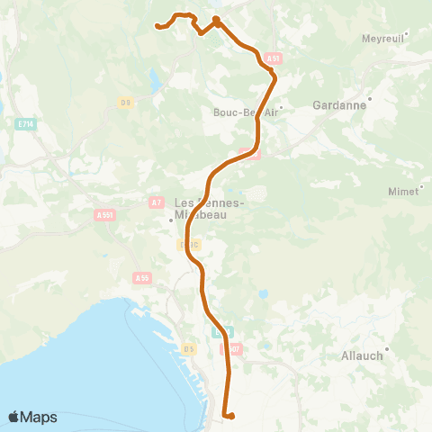 leCar Marseille - Aix Arbois map