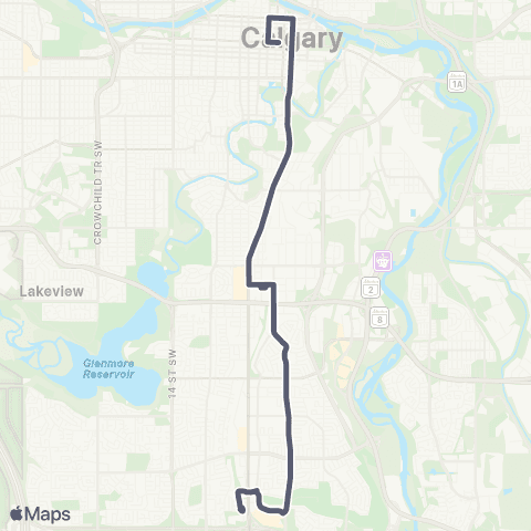Calgary Transit City Hall / Southcentre map