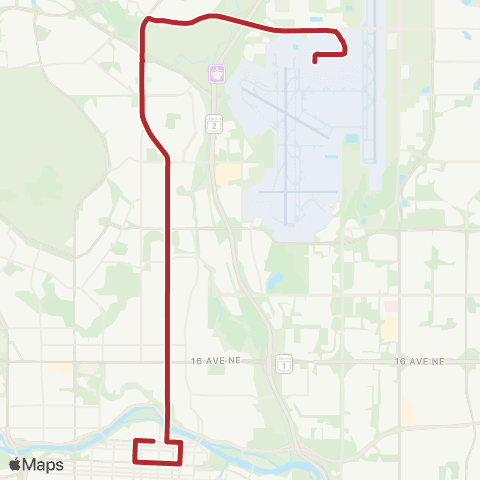 Calgary Transit BRT Airport / City Centre map