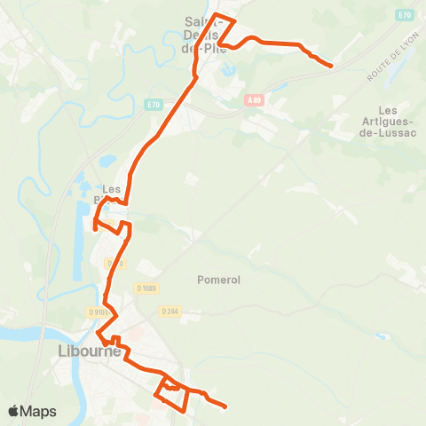 Calibus Libourne Vercors / St-Émilion IME - St-Denis-de-Pile Les Treilles & Le Bois Ctre comm. / Libourne La Calinesie (Ctre aquatique) map