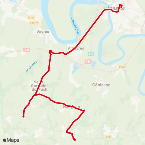 Calibus St-Quentin-de-Baron Mairie - Libourne Gares map