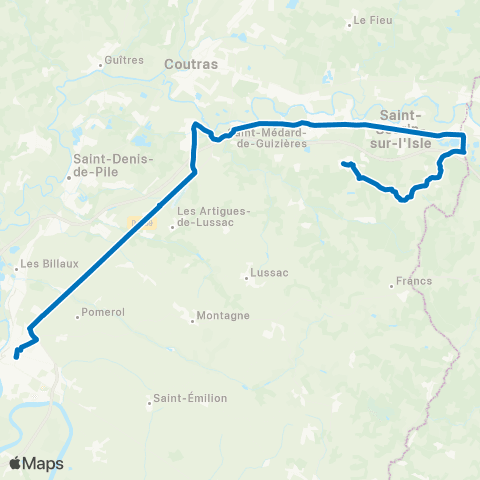 Calibus St-Seurin-s/-l'Isle Gare / St-Sauveur-de-Puynormand Mairie - Libourne Gares map
