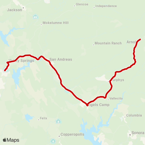 Calaveras Connect Red Line map