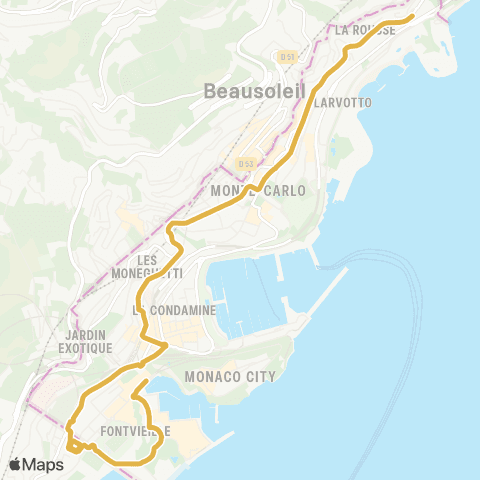 Compagnie des autobus de Monaco Fontvieille - Saint-Roman map