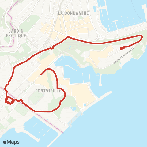 Compagnie des autobus de Monaco Fontvieille - Monaco-Ville map