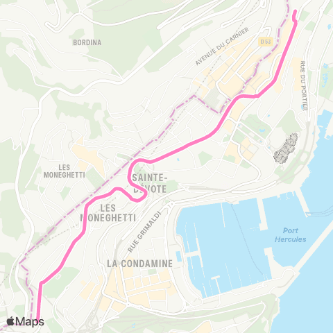 Compagnie des autobus de Monaco Jardin exotique - Place des Moulins map