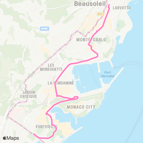 Compagnie des autobus de Monaco Fontvieille - Place des Moulins map
