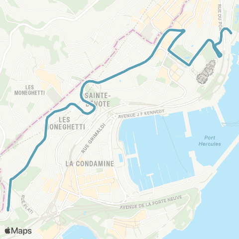 Compagnie des autobus de Monaco Jardin exotique - Portier-Grimaldi Forum map