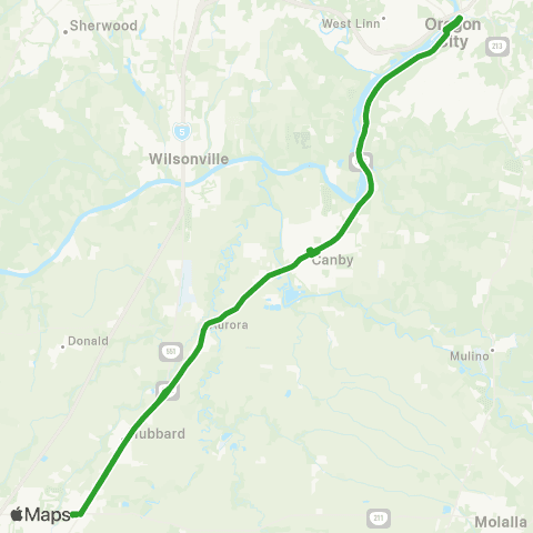 Canby Area Transit Woodburn - Oregon City map