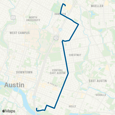 CapMetro Chicon / Cherrywood map