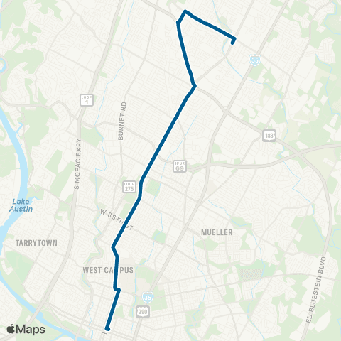 CapMetro Night Owl North Lamar map