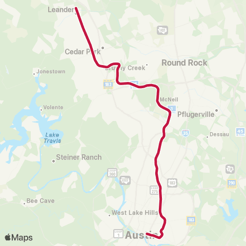 CapMetro Metro Rail Red Line map
