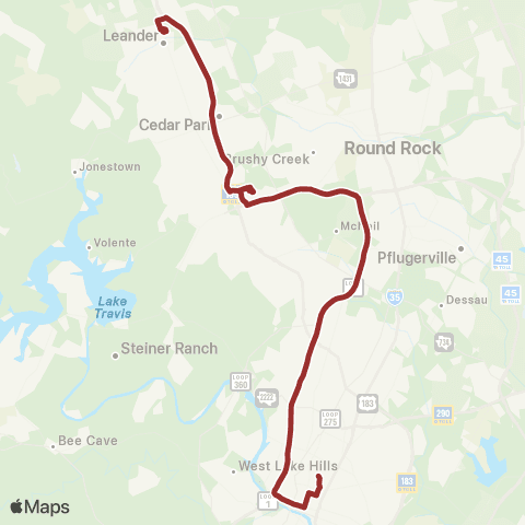 CapMetro Leander / Lakeline Direct map