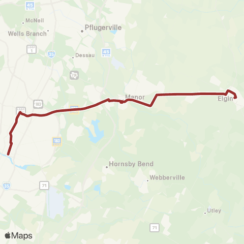 CapMetro Manor / Elgin Express map