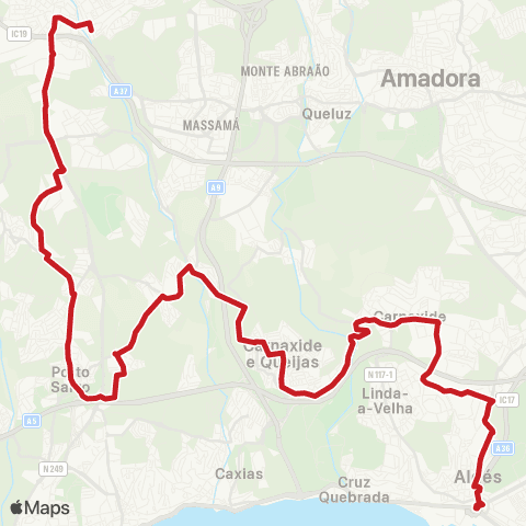 Carris Metropolitana Algés (Estação) - Agualva-Cacém (Estação) map