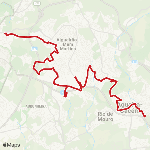 Carris Metropolitana Agualva-Cacém (Estação) - Portela Sintra (Estação Sul) map