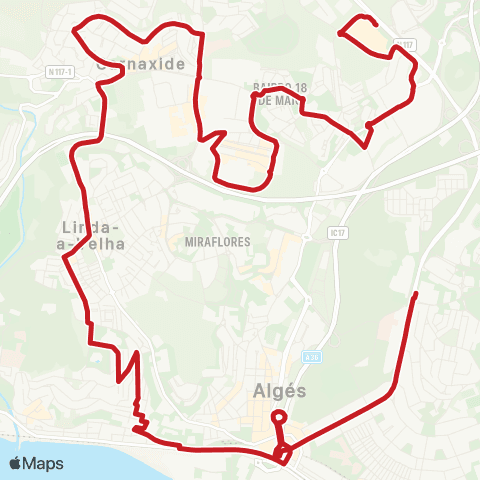 Carris Metropolitana Alfragide (Centro Comercial) - Hospital São Francisco Xavier map