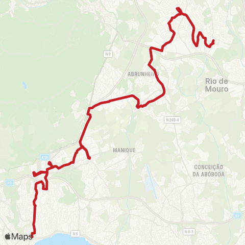 Carris Metropolitana Cascais (Terminal) - Rio De Mouro (Estação Sul) via Rua Das Fisgas map