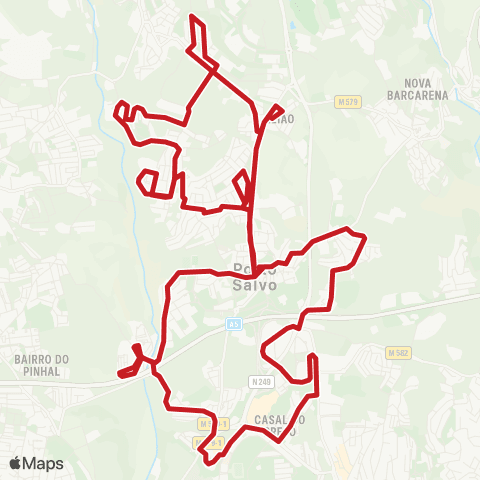 Carris Metropolitana Porto Salvo via Leião E Lage | Circular map