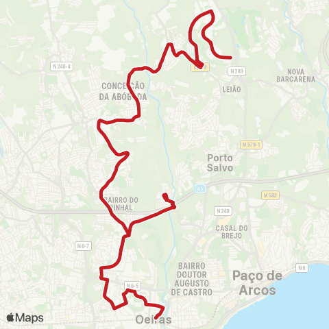 Carris Metropolitana Oeiras (Estação Norte) - Taguspark (Rotunda Sef) map