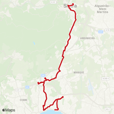 Carris Metropolitana Estoril (Estação) - Portela Sintra (Estação Sul) via Monte Estoril map