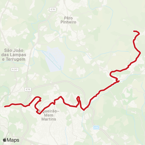 Carris Metropolitana Almargem Bispo (Cemitério) - Portela De Sintra (Estação Norte) via Hospital map