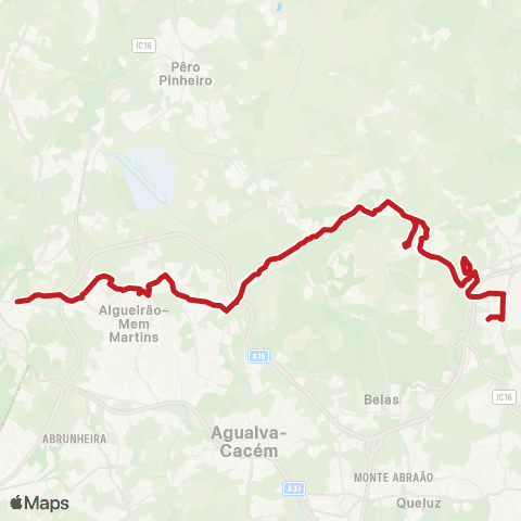 Carris Metropolitana Casal De Cambra (Escola) - Portela De Sintra (Estação Norte) via Hospital map