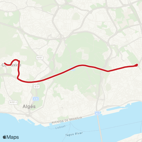 Carris Metropolitana Carnaxide (Av Portugal) - Marquês Pombal (Metro) map