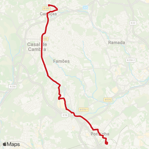 Carris Metropolitana Caneças (Qtª São Carlos) - Pontinha (Metro) map
