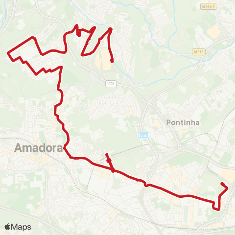 Carris Metropolitana Colégio Militar (Metro) – Casal Mira (Ubbo) via Amadora Este (Metro) map