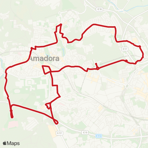 Carris Metropolitana Amadora (Hospital) via Alfornelos| Circular map
