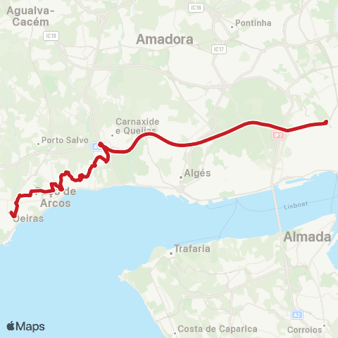 Carris Metropolitana Marquês Pombal (Metro) - Oeiras (Estação Norte) map